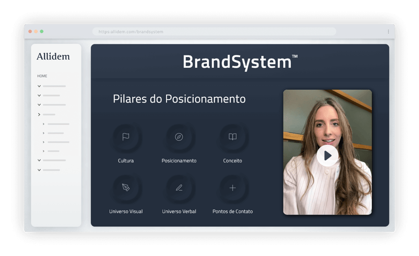 BrandSystem mostrando os pilares do posicionamento sendo mais que um brandbook de identidade visual