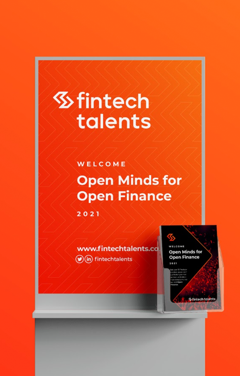 Totem com folhetos da fintech talents Totem com folhetos da fintech talents